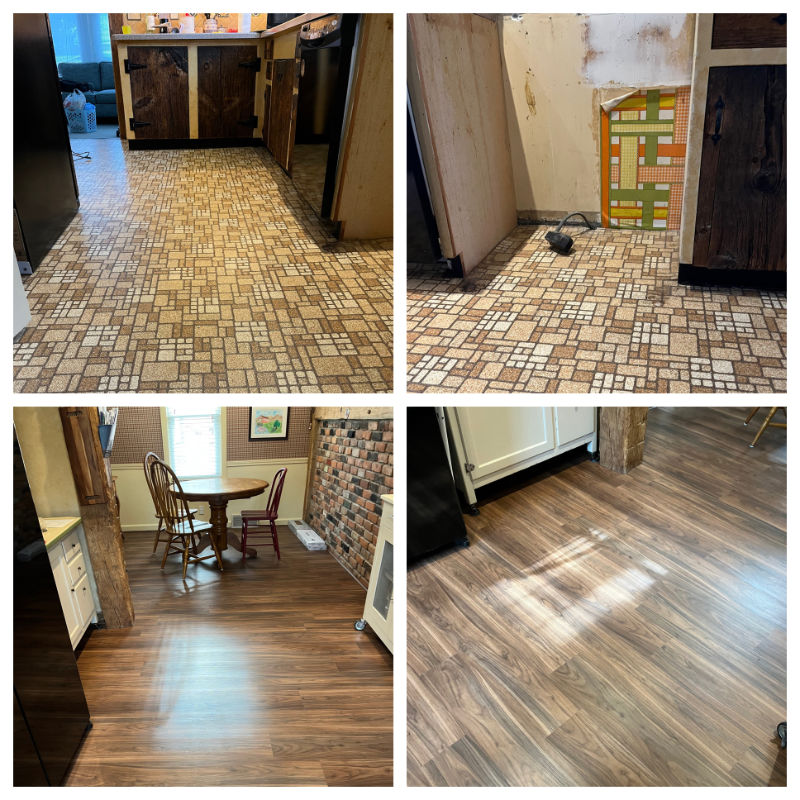 luxury vinyl plank before and after